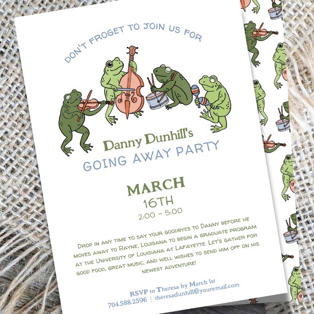 Invitación Funny Frog Band Going Away Farewell Invitation (Subido por el creador)