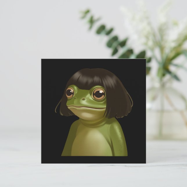 Invitación Funny Frog Bob Haircut Meme Frogs Animal Lovers (Anverso de pie)