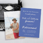 Invitación Funny fuera del cargo para el Partido de Jubilació<br><div class="desc">Para un memorable final, esta graciosa invitación a la fiesta de retiro seguramente traerá una sonrisa. Presenta un texto estilo memo retro en un tipo de letra estilo máquina de escribir antiguo que recuerda a los días pasados anunciando que el jubilado se quedará fuera de la oficina para siempre! La...</div>