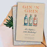Invitación Funny Gin n Grin Humorous Elegant 30 cumpleaños<br><div class="desc">Una divertida plantilla de invitación para fiestas de cumpleaños número 30 para mujeres que incluye una pintura acuarela de tres botellas de ginebra y el título "Gin 'n' Grin". Todo el diseño es un juego en una etiqueta de botella de ginebra. Una invitación humorística de cumpleaños número 30 para una...</div>