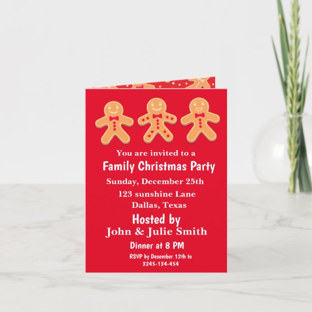 Invitación Funny Gingerbread Hombres Familia Navidades Fiesta (Anverso)