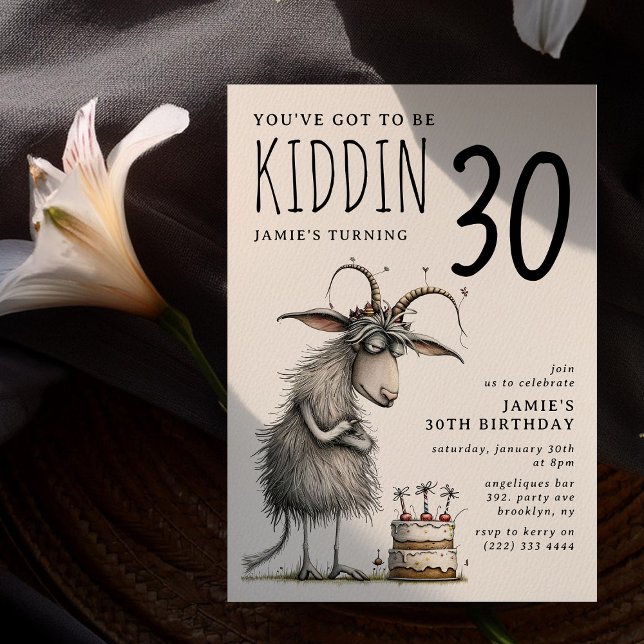 Invitación Funny Goat Whimsical Adulto Cumpleaños (Subido por el creador)