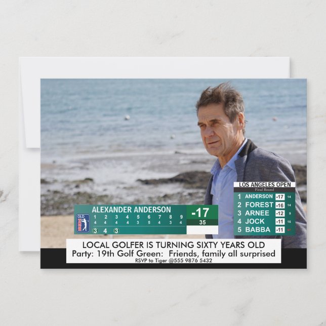 Invitación Funny Golf News  ️・40º 50º cumpleaños masculino (Anverso)