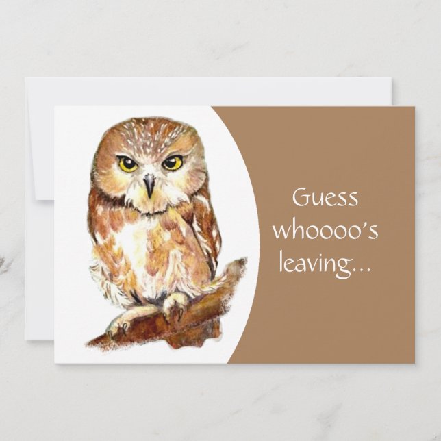Invitación Funny Grumpy Owl Adiós Fiesta (Anverso)