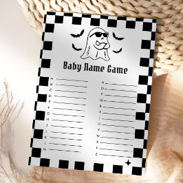 Invitación Funny Halloween Baby Name Game Card