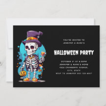 Funny Halloween Skeleton con sombrero superior