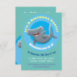 Invitación Funny Hammerhead shark personalizado cumpleaños<br><div class="desc">Este feliz tiburón martillo hambriento está en la caza de su próximo bocadillo en un fiesta. Dibujado en un divertido estilo de ilustracion personalizado.</div>