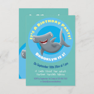 Invitación Funny Hammerhead shark personalizado cumpleaños