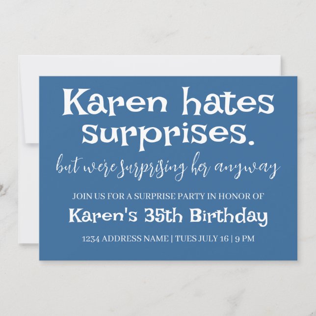 Invitación Funny Hates Sorprende Fiesta Moderno Añadir Detall (Anverso)
