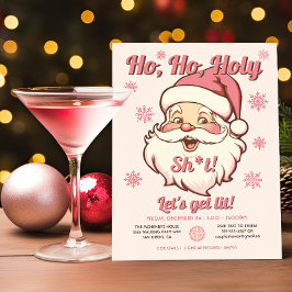 Invitación Funny Ho Ho Get Lit Retro Santa Navidades Fiesta