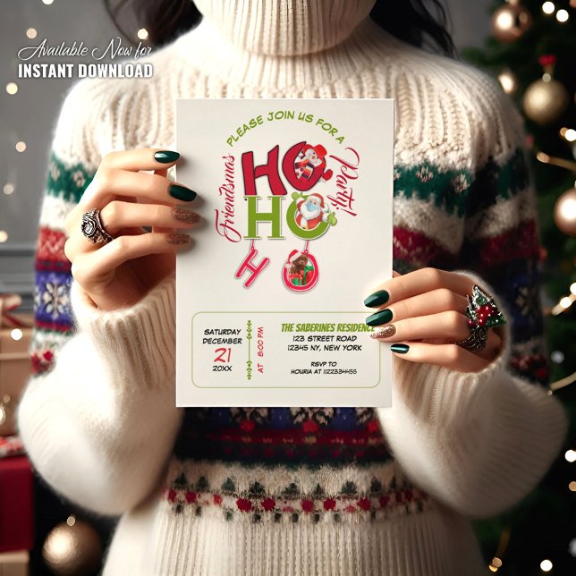 Invitación Funny HO HO HO Retro Christmas Party Friendsmas (Subido por el creador)