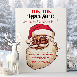 Invitación Funny Ho Ho Holy African American Santa Navidades