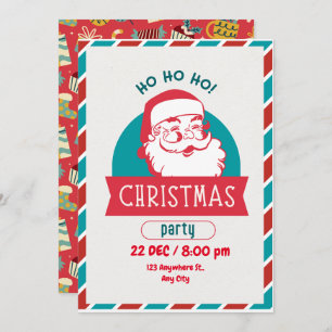 Invitación Funny Ho Ho Holy Retro Santa Face Navidades Fiesta