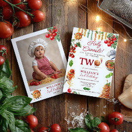 Invitación Funny Holy Cannoli little meatball 2nd birthday