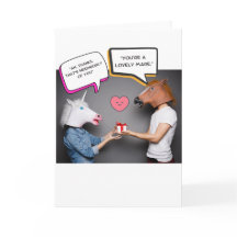 Funny Horses Cute Día de San Valentín Card