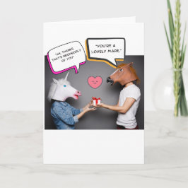 Invitación Funny Horses Cute Día de San Valentín Card