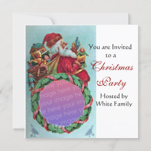 Invitación FUNNY, HUMORÍSTICA SANTA VINTAGE Photo Template wh