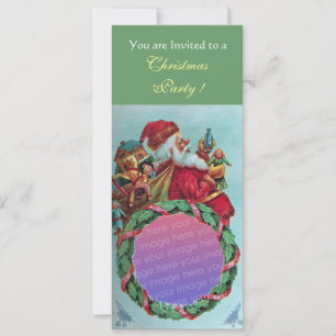 Invitación FUNNY,HUMORUS SANTA VINTAGE Photo Template Gold
