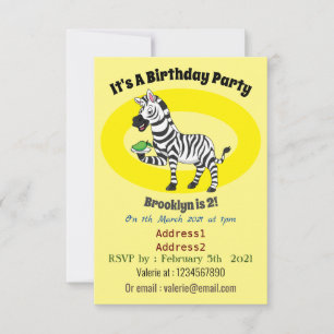 Invitación Funny ilustracion de personalizado de cebra