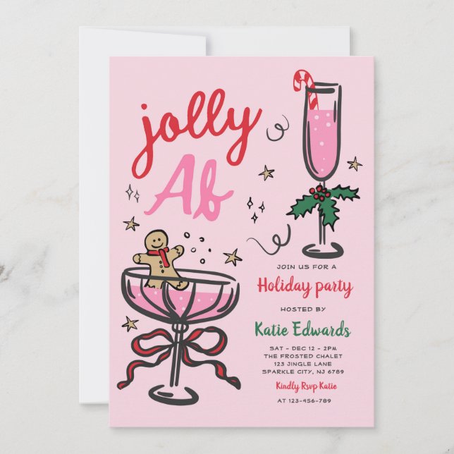 Invitación Funny Jolly Christmas Cocktail Party Holiday Party (Anverso)