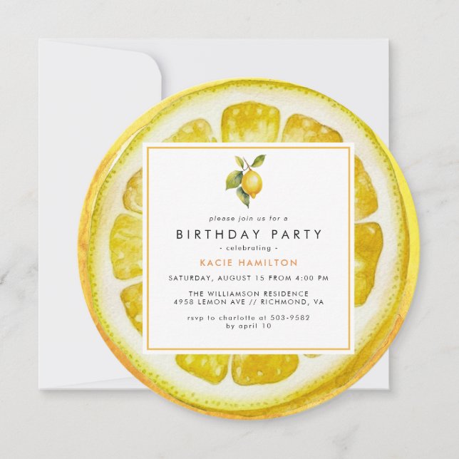 Invitación Funny Lemon Slice | Nacimiento de cítricos amarill (Anverso)
