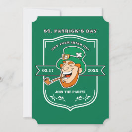 Invitación Funny Leprechaun Badge St. Patrick's Day Fiesta