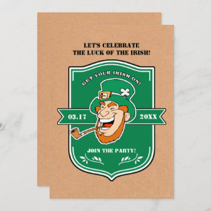 Invitación Funny Leprechaun Badge St. Patrick's Day Fiesta