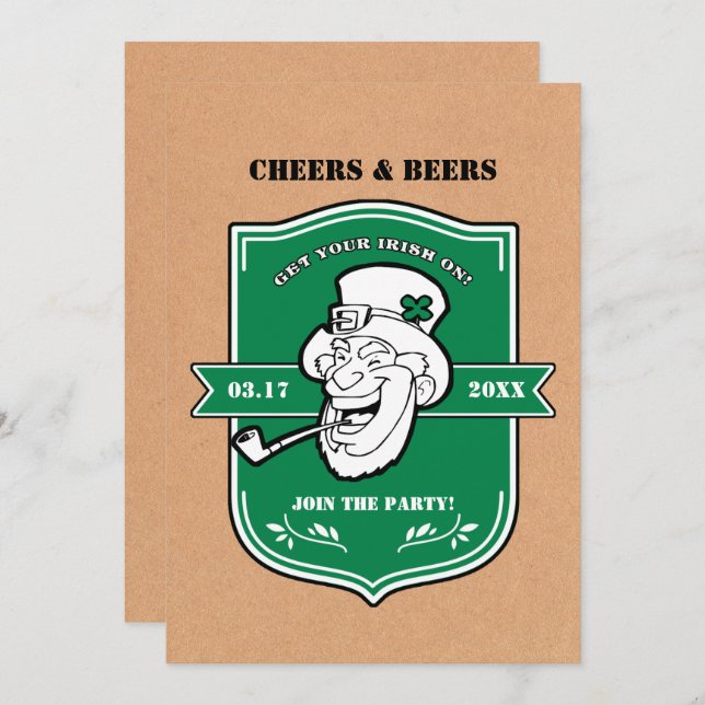 Invitación Funny Leprechaun St. Patrick's Day Fiesta (Anverso / Reverso)