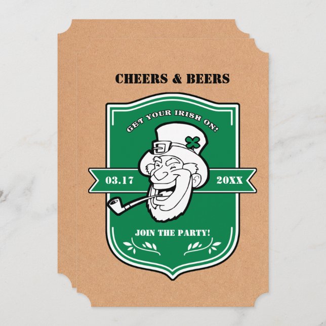 Invitación Funny Leprechaun St. Patrick's Day Fiesta (Anverso / Reverso)