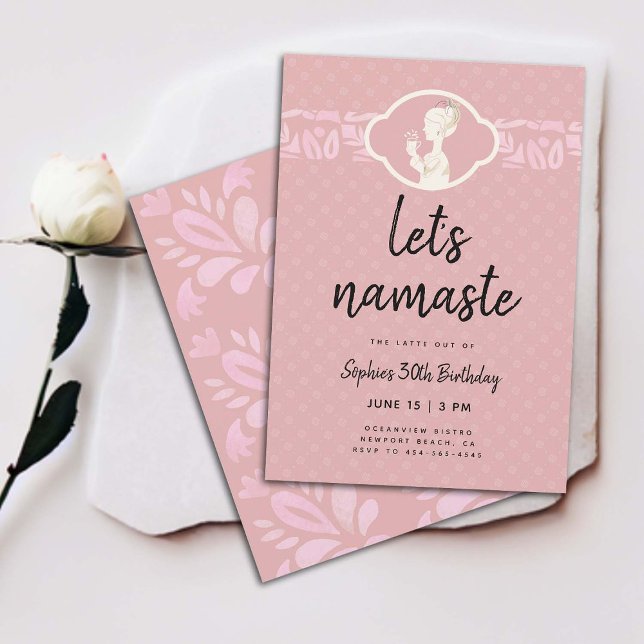 Invitación Funny Lets Namaste Latte Women 30th Birthday Fiest (funny 30th birthday invitation for women coffee latte party namaste yoga joke clean elegant classy)