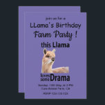 Invitación Funny Llama Animal Birthday Farm Fiesta<br><div class="desc">Graciosa invitación del Partido Granja de Cumpleaños Animal de Llama diseñada por Nisha Prabhu. Personalizable completo. Personaliza tus datos. ¿Está obsesionada tu pequeña llama dramática? ¡Entonces esta invitación a la fiesta de cumpleaños llama-tastic es perfecta para ti! Invite a los amigos a que se unan a la diversión con este...</div>