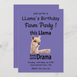 Invitación Funny Llama Animal Birthday Farm Fiesta