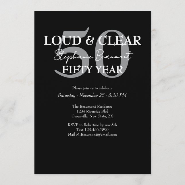 Invitación Funny Loud and Clear 50th birthday invitation (Anverso)