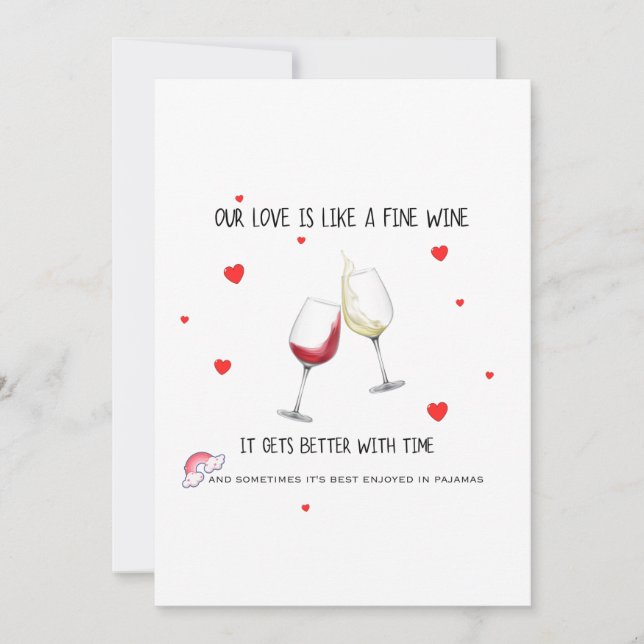 Invitación Funny Love Fine Wine Card (Anverso)