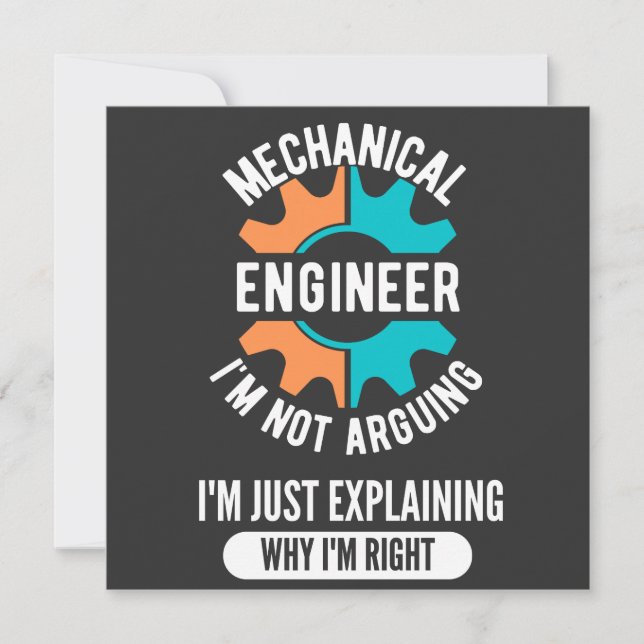 Invitación Funny Mechanical Engineer, Mechanical Engineering (Anverso)