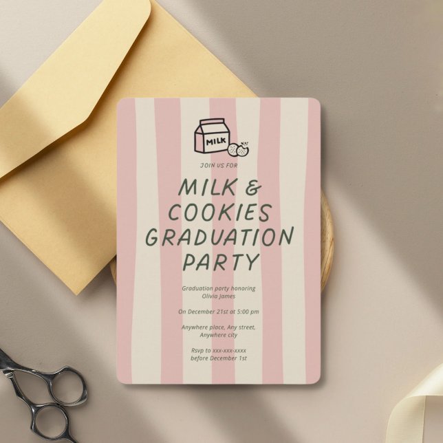 Invitación Funny, milk and cookies graduation party  (Subido por el creador)