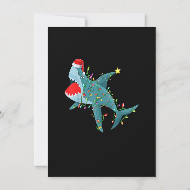 Invitación Funny Navidades de tiburones de Santa Jaws alumbra (Anverso)