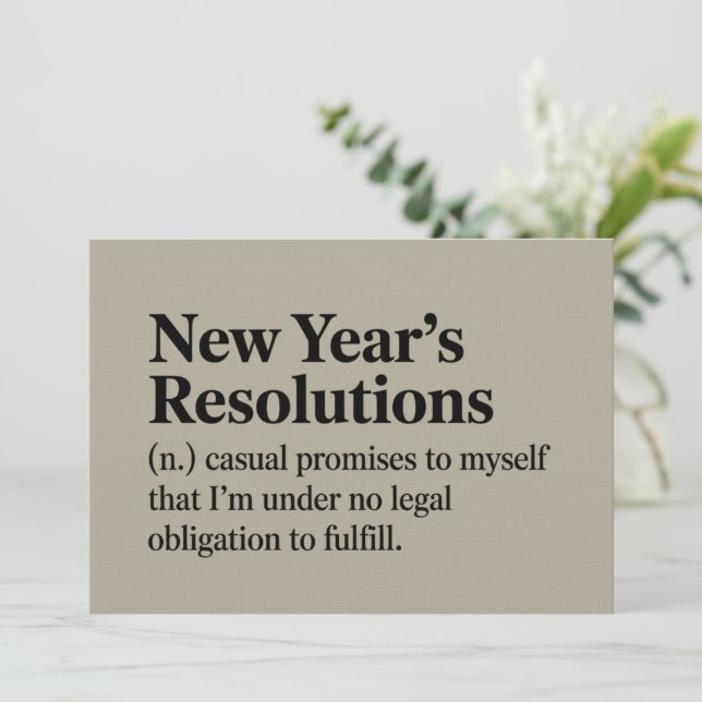 Invitación Funny New Year's Resolutions Sarcastic New Year   (Anverso de pie)