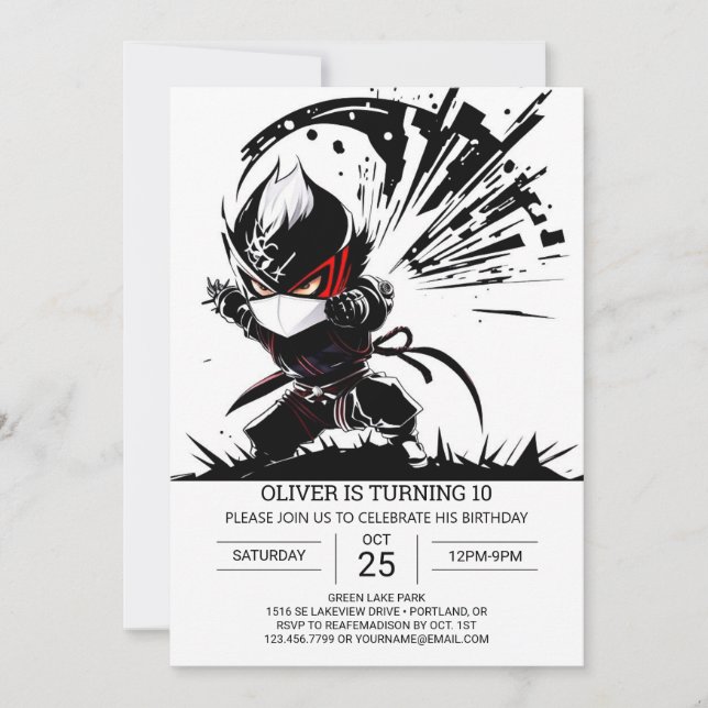 Invitación Funny Ninja Agente Secreto Cumpleaños (Anverso)