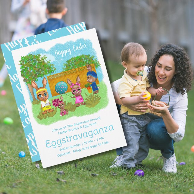 Invitación Funny Oddball Bunny Easter Brunch & Egg Hunt (Subido por el creador)