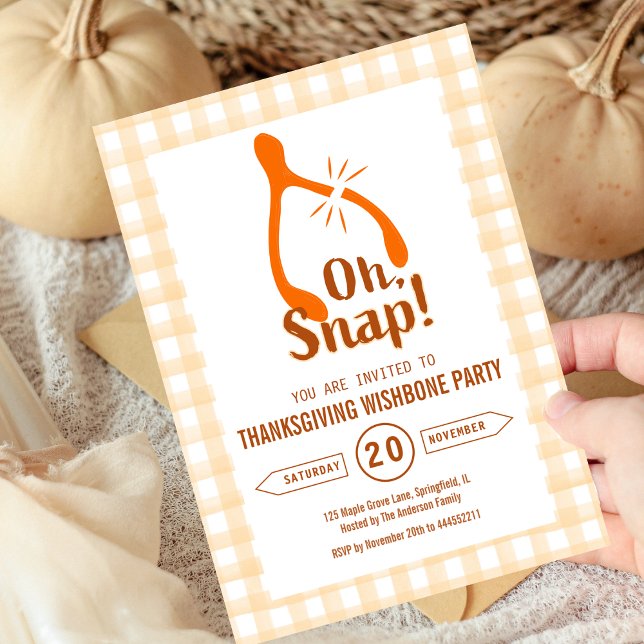 Invitación Funny Oh Snap Turkey Wishbone Thanksgiving  (Funny Oh Snap Turkey Wishbone Thanksgiving Invitation fall)