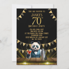 Invitación Funny Panda 70th Birthday Party Invitation