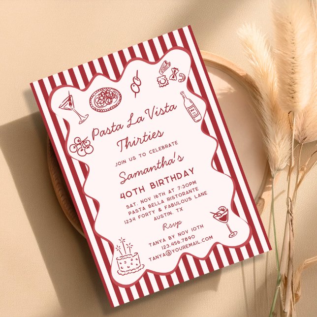 Invitación Funny Pasta La Vista Cena Italiana 40 cumpleaños (Subido por el creador)