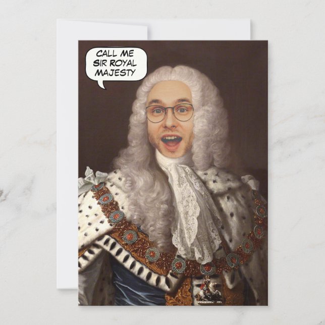 Invitación Funny Personalizado King Head in Hole (Anverso)