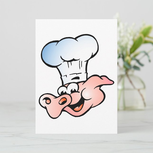 Invitación Funny Personalizado Pig Chef con Gorra (Subido por el creador)