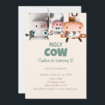 Invitación Funny Personalizado Vaca Segundo Cumpleaños<br><div class="desc">¡Un tonto diseño de vaca hace que este segundo cumpleaños sea divertido y humorístico!</div>
