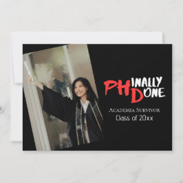 Invitación Funny PhD Graduation Phinally Done Photo
