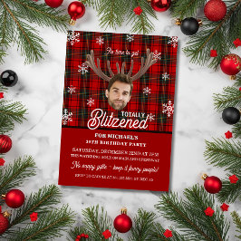 Invitación Funny Photo Face Blitzened Christmas Birthday