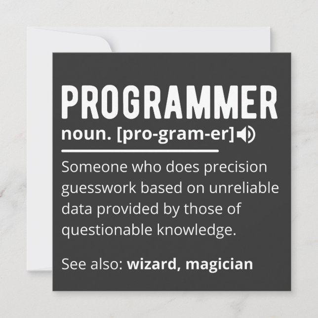 Invitación Funny Programmer Code Developer Meaning Definition (Anverso)
