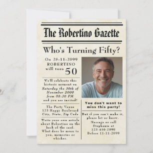 Invitación Funny que cumple 50 años de periódico